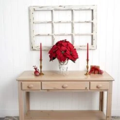 21in. H Red Poinsettia With Metal Planter Silk Flower Arrangement -Christmas Gift Shop nearly natural artificial christmas plants 1267 1f 1000