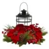 Poinsettia Berry Pine Artificial Arrangement Candelabrum -Christmas Gift Shop nearly natural artificial christmas plants 4267 64 1000
