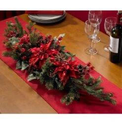 36 In. Artificial Poinsettia Centerpiece Berry 17 36 In. Artificial Poinsettia Centerpiece Berry -Christmas Gift Shop nearly natural artificial christmas plants 4917 31 1000