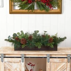 30 In. Unlit Evergreen Pine And Pine Cone Artificial Christmas Centerpiece Arrangement 10 30 In. Unlit Evergreen Pine And Pine Cone Artificial Christmas Centerpiece Arrangement -Christmas Gift Shop nearly natural artificial christmas plants a1838 1f 1000