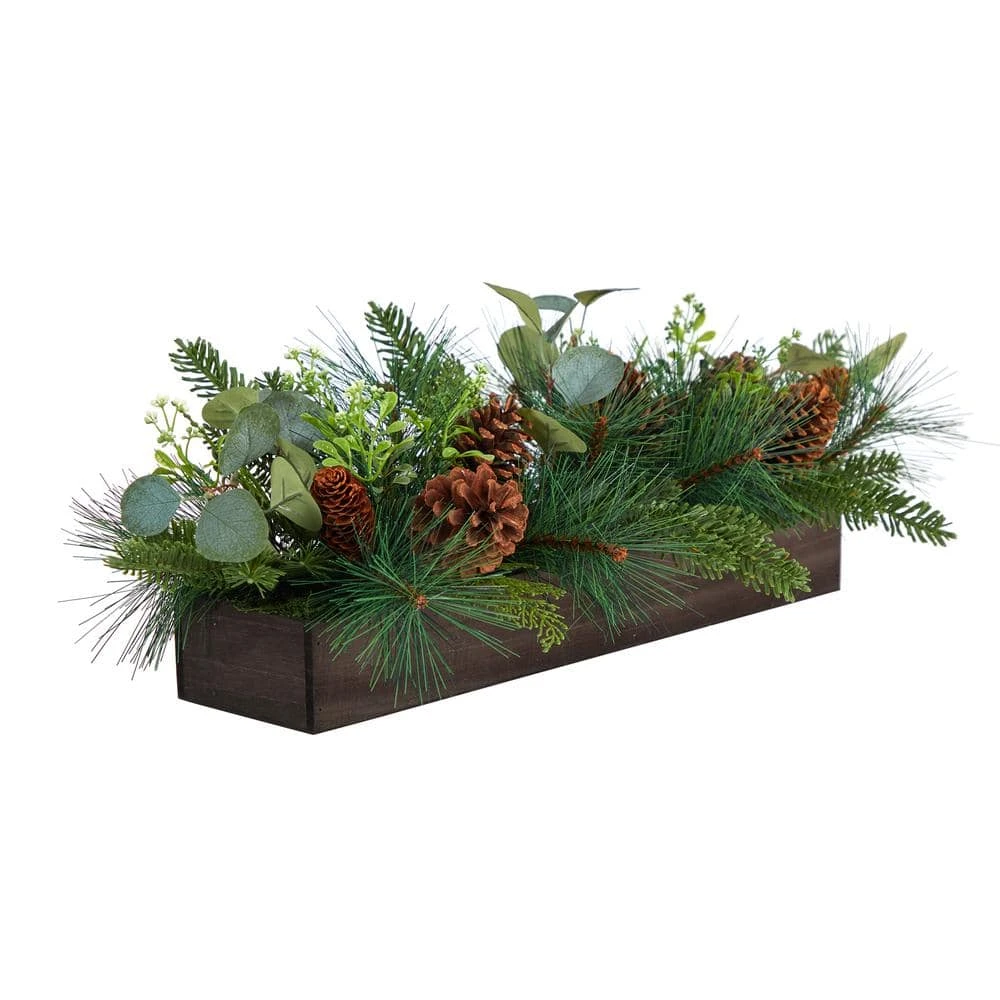 30 In. Unlit Evergreen Pine And Pine Cone Artificial Christmas Centerpiece Arrangement 5 30 In. Unlit Evergreen Pine And Pine Cone Artificial Christmas Centerpiece Arrangement - Image 3
