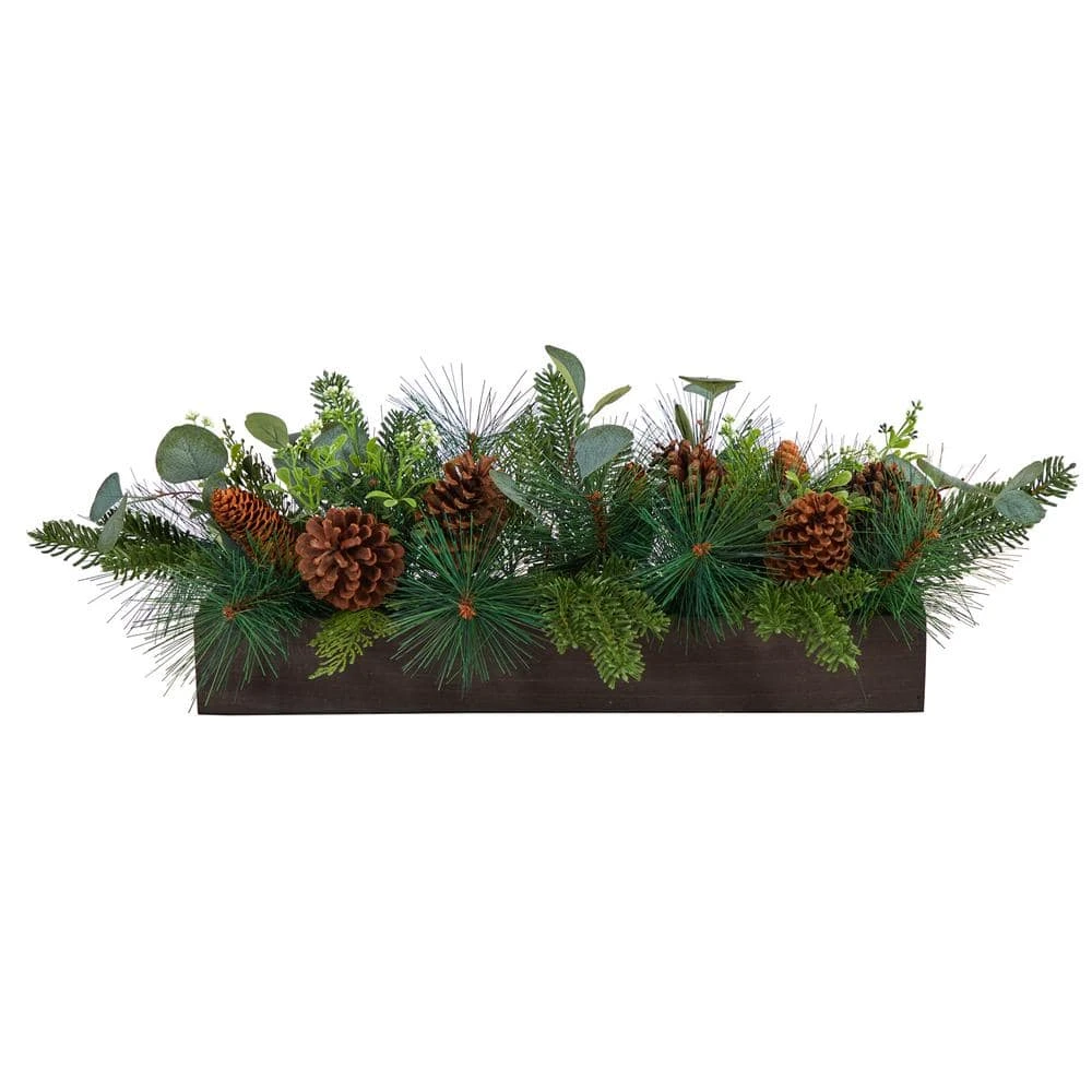 30 In. Unlit Evergreen Pine And Pine Cone Artificial Christmas Centerpiece Arrangement 3 30 In. Unlit Evergreen Pine And Pine Cone Artificial Christmas Centerpiece Arrangement