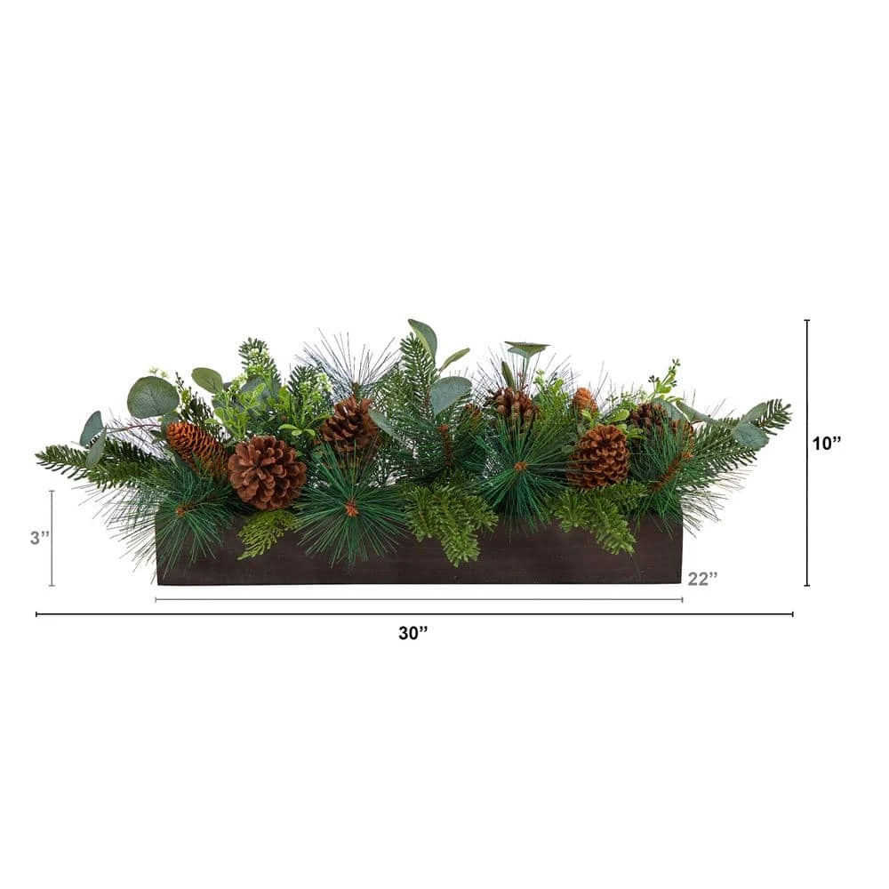 30 In. Unlit Evergreen Pine And Pine Cone Artificial Christmas Centerpiece Arrangement 4 30 In. Unlit Evergreen Pine And Pine Cone Artificial Christmas Centerpiece Arrangement - Image 2