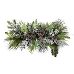 26 In. Unlit Holiday Flocked Winter Christmas Artificial Arrangement Cutting Board Wall Decor Or Table Arrangement -Christmas Gift Shop nearly natural artificial christmas plants a1844 4f 1000