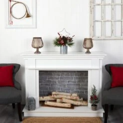 17 In. Unlit Pinecone And Berries Artificial Christmas Arrangement With Decorative Metal Vase And Wire Christmas Tree -Christmas Gift Shop nearly natural artificial christmas plants a1850 31 1000