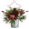 17 In. Unlit Pinecone And Berries Artificial Christmas Arrangement With Decorative Metal Vase And Wire Christmas Tree -Christmas Gift Shop nearly natural artificial christmas plants a1850 64 1000