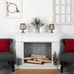 20 In. Unlit Holiday Winter Greenery With Pinecones And Gingham Plaid Bow Table Artificial Christmas Arrangement -Christmas Gift Shop nearly natural artificial christmas plants a1853 31 1000