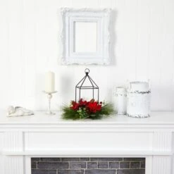 14 In. Unlit Christmas Poinsettia, Berry And Pinecone Metal Candle Holder Christmas Artificial Table Arrangement 9 14 In. Unlit Christmas Poinsettia, Berry And Pinecone Metal Candle Holder Christmas Artificial Table Arrangement -Christmas Gift Shop nearly natural artificial christmas plants a1855 31 1000