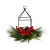 14 In. Unlit Christmas Poinsettia, Berry And Pinecone Metal Candle Holder Christmas Artificial Table Arrangement -Christmas Gift Shop nearly natural artificial christmas plants a1855 64 1000