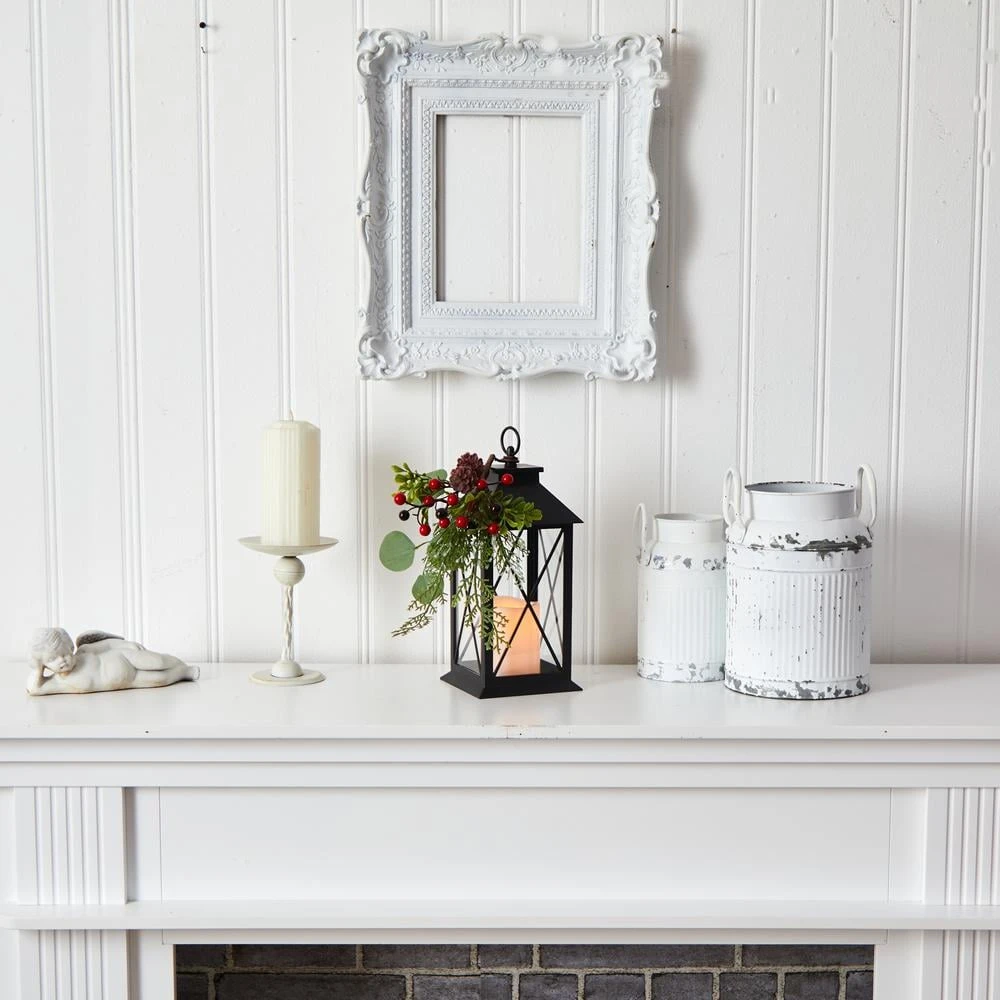 12 In. Unlit Holiday Berries And Greenery Metal Lantern Artificial Table Christmas Arrangement With LED Candle Included 6 12 In. Unlit Holiday Berries And Greenery Metal Lantern Artificial Table Christmas Arrangement With LED Candle Included - Image 4