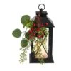 12 In. Unlit Holiday Berries And Greenery Metal Lantern Artificial Table Christmas Arrangement With LED Candle Included -Christmas Gift Shop nearly natural artificial christmas plants a1858 64 1000