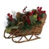 18 In. Unlit Christmas Sleigh With Pine, Pinecones And Berries Artificial Christmas Arrangement -Christmas Gift Shop nearly natural artificial christmas plants a1860 64 1000