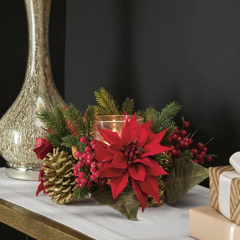 16 In. Unlit Holiday Christmas Berries, Pinecones And Greenery With Lantern And LED Candle Artificial Table Arrangement 4 16 In. Unlit Holiday Christmas Berries, Pinecones And Greenery With Lantern And LED Candle Artificial Table Arrangement - Image 2