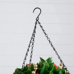 24 In. Pre-Lit UV Resistant Faux Red Tip Photinia & Gold Berries Christmas Hanging Basket With 34-Warm White LED Lights 18 24 In. Pre-Lit UV Resistant Faux Red Tip Photinia & Gold Berries Christmas Hanging Basket With 34-Warm White LED Lights -Christmas Gift Shop nearly natural artificial christmas plants p2207 76 1000