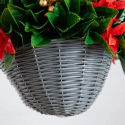 24 In. Pre-Lit UV Resistant Faux Red Tip Photinia & Gold Berries Christmas Hanging Basket With 34-Warm White LED Lights 17 24 In. Pre-Lit UV Resistant Faux Red Tip Photinia & Gold Berries Christmas Hanging Basket With 34-Warm White LED Lights -Christmas Gift Shop nearly natural artificial christmas plants p2207 fa 1000