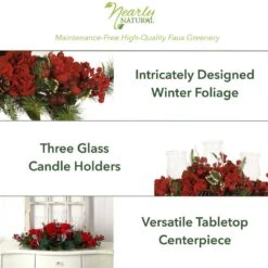 30 In. Holiday Hydrangea Candelabrum -Christmas Gift Shop nearly natural christmas candles 4659 40 1000