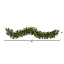6 Ft. Pre-Lit Snow Tipped Artificial Christmas Garland With 50 Warm White LED Lights And Berries 10 6 Ft. Pre-Lit Snow Tipped Artificial Christmas Garland With 50 Warm White LED Lights And Berries -Christmas Gift Shop nearly natural christmas garland 4464 c3 1000