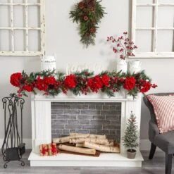 6 Ft. Holiday Artificial Hydrangea Garland -Christmas Gift Shop nearly natural christmas garland 4663 31 1000