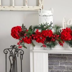 6 Ft. Holiday Artificial Hydrangea Garland -Christmas Gift Shop nearly natural christmas garland 4663 4f 1000