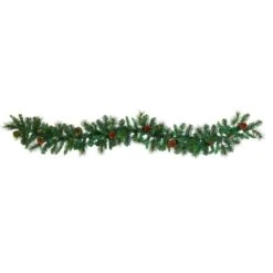 6 Ft. Battery Operated Pre-lit Mixed Pine And Pinecone Artificial Garland With 35 Clear LED Lights -Christmas Gift Shop nearly natural christmas garland w1103 4f 1000