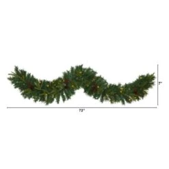 6 Ft. Battery Operated Pre-lit Mixed Pine Artificial Christmas Garland With 35 Clear LED Lights, Berries And Pinecones -Christmas Gift Shop nearly natural christmas garland w1108 c3 1000