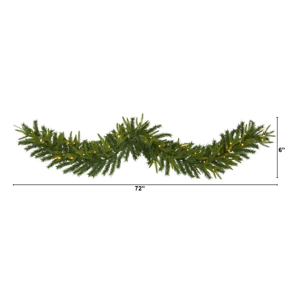 6 Ft. Battery Operated Pre-lit Green Pine Artificial Christmas Garland With 35 Clear LED Lights 5 6 Ft. Battery Operated Pre-lit Green Pine Artificial Christmas Garland With 35 Clear LED Lights - Image 3