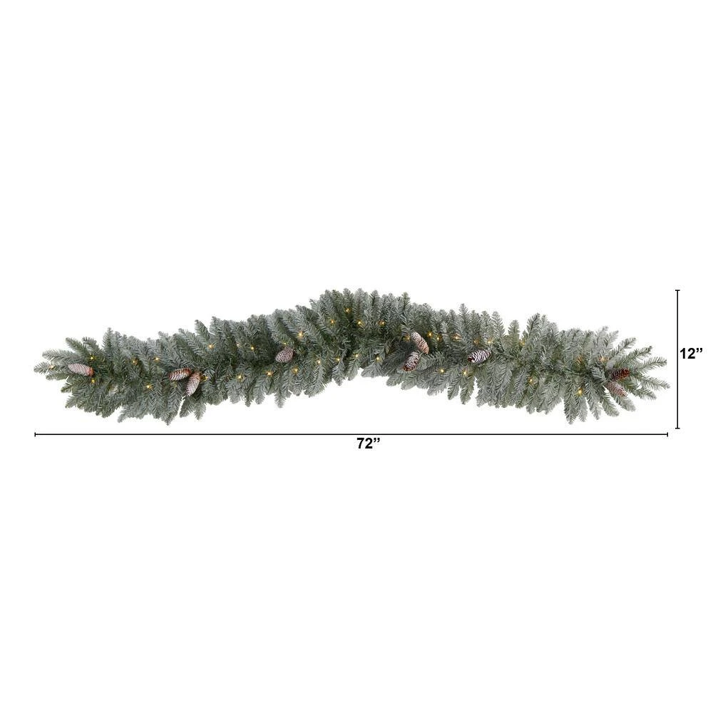 6 Ft. Pre-lit LED Frosted Artificial Christmas Garland With Pinecones And 50 Warm White LED Lights 4 6 Ft. Pre-lit LED Frosted Artificial Christmas Garland With Pinecones And 50 Warm White LED Lights - Image 2