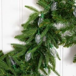 6 Ft. Pre-Lit Artificial Luxembourg Pine Christmas Garland With 35-Multicolored Traditional Bulb LED Lights 15 6 Ft. Pre-Lit Artificial Luxembourg Pine Christmas Garland With 35-Multicolored Traditional Bulb LED Lights -Christmas Gift Shop nearly natural christmas garland w1384 1f 1000