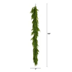 9 Ft. Pre-Lit Artificial Real Touch Norfolk Island Pine Garland With 50-Warm White LED Lights And Natural Look -Christmas Gift Shop nearly natural christmas garland w1394 c3 1000