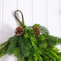 6 Ft. Artificial Mixed Pine And Norfolk Garland With Pinecones -Christmas Gift Shop nearly natural christmas garland w1399 1f 1000