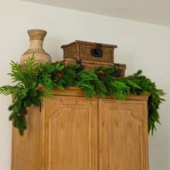 6 Ft. Artificial Mixed Pine And Norfolk Garland With Pinecones -Christmas Gift Shop nearly natural christmas garland w1399 31 1000