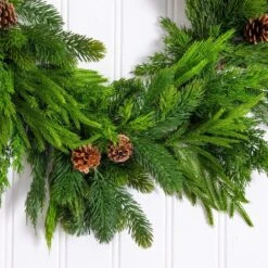 6 Ft. Artificial Mixed Pine And Norfolk Garland With Pinecones -Christmas Gift Shop nearly natural christmas garland w1399 e1 1000