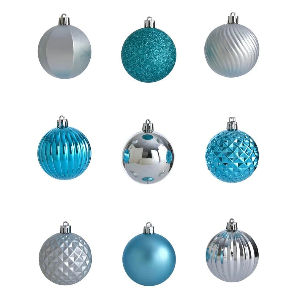 Holiday 2 In. Blue Shatterproof Christmas Tree Ornament Set With Re-Useable Tube (101-Count) 5 Holiday 2 In. Blue Shatterproof Christmas Tree Ornament Set With Re-Useable Tube (101-Count) - Image 3