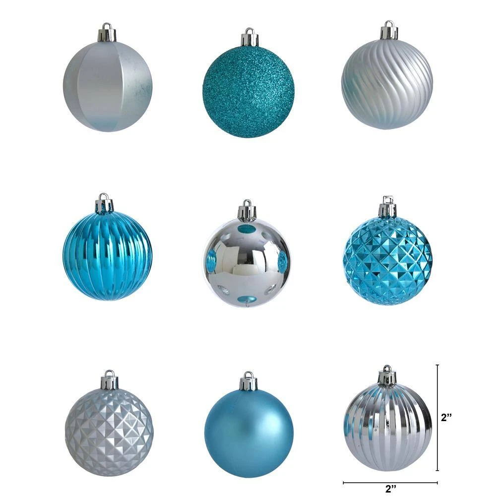 Holiday 2 In. Blue Shatterproof Christmas Tree Ornament Set With Re-Useable Tube (101-Count) 4 Holiday 2 In. Blue Shatterproof Christmas Tree Ornament Set With Re-Useable Tube (101-Count) - Image 2