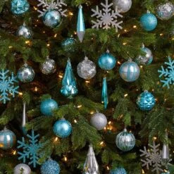 Holiday 3 In. To 6 In. Blue Shatterproof Christmas Tree Ornament Box Set With Reusable Tray (52-Count) 12 Holiday 3 In. To 6 In. Blue Shatterproof Christmas Tree Ornament Box Set With Reusable Tray (52-Count) -Christmas Gift Shop nearly natural christmas ornament sets d1003 bl 44 1000