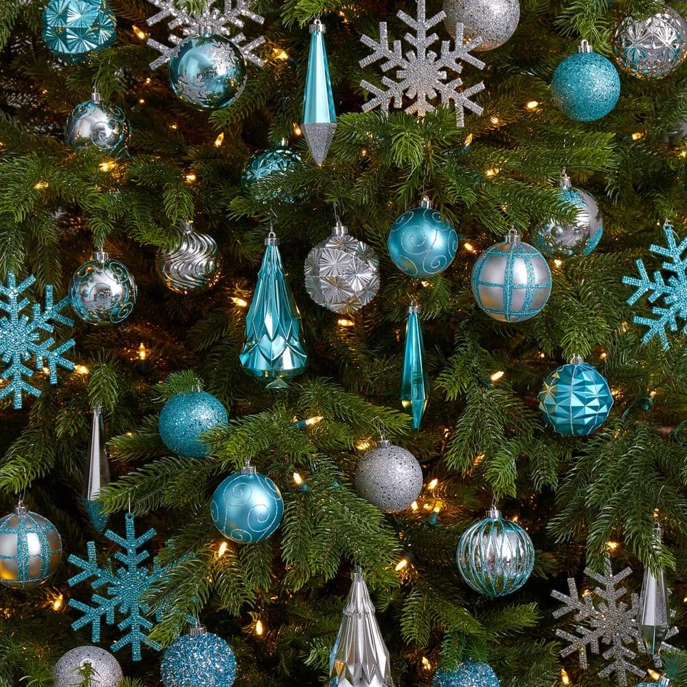 Holiday 3 In. To 6 In. Blue Shatterproof Christmas Tree Ornament Box Set With Reusable Tray (52-Count) 7 Holiday 3 In. To 6 In. Blue Shatterproof Christmas Tree Ornament Box Set With Reusable Tray (52-Count) - Image 5