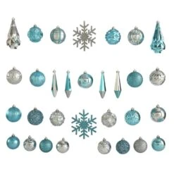 Holiday 3 In. To 6 In. Blue Shatterproof Christmas Tree Ornament Box Set With Reusable Tray (52-Count) 10 Holiday 3 In. To 6 In. Blue Shatterproof Christmas Tree Ornament Box Set With Reusable Tray (52-Count) -Christmas Gift Shop nearly natural christmas ornament sets d1003 bl 4f 1000