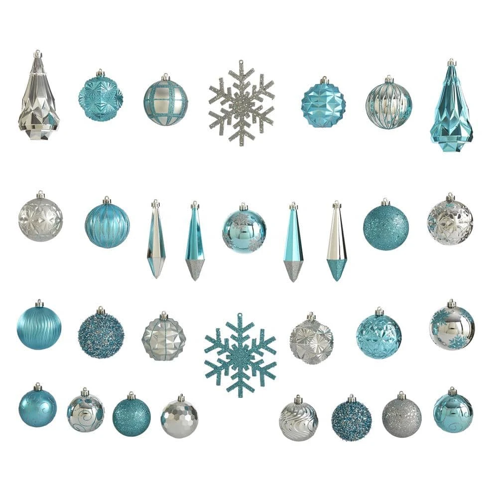 Holiday 3 In. To 6 In. Blue Shatterproof Christmas Tree Ornament Box Set With Reusable Tray (52-Count) 5 Holiday 3 In. To 6 In. Blue Shatterproof Christmas Tree Ornament Box Set With Reusable Tray (52-Count) - Image 3