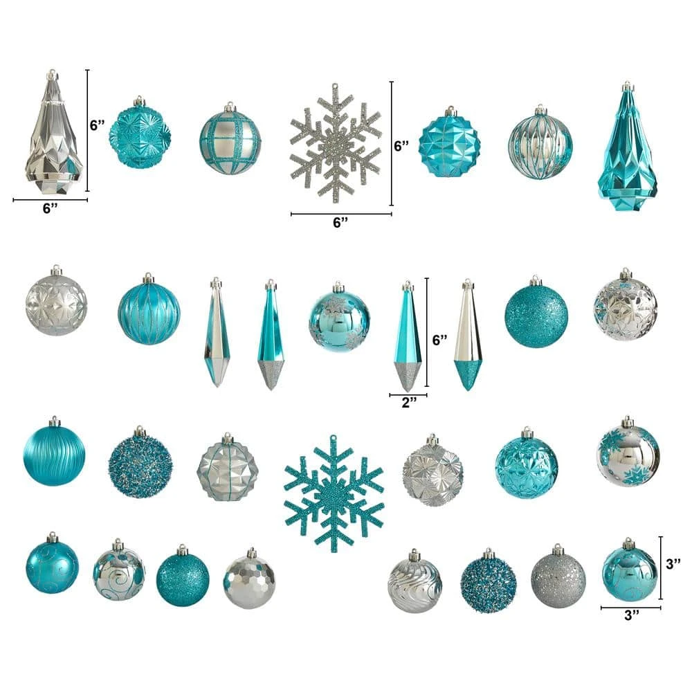 Holiday 3 In. To 6 In. Blue Shatterproof Christmas Tree Ornament Box Set With Reusable Tray (52-Count) 4 Holiday 3 In. To 6 In. Blue Shatterproof Christmas Tree Ornament Box Set With Reusable Tray (52-Count) - Image 2