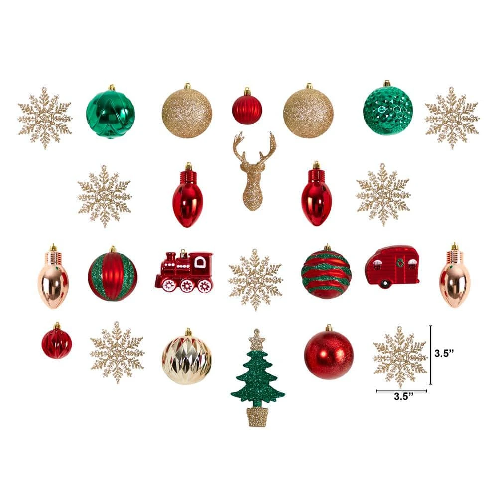Holiday Deluxe 3.5 In. Multicolor Shatterproof Assorted Ornaments (25-Pack) 5 Holiday Deluxe 3.5 In. Multicolor Shatterproof Assorted Ornaments (25-Pack) - Image 3