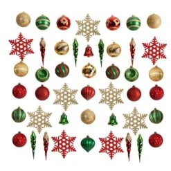 Holiday Deluxe 4.5 In. Multicolor Shatterproof Assorted Ornaments (50-Pack)