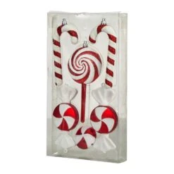 7 In. Shatterproof Assorted Candy Cane Holiday Christmas Deluxe Ornament (6-Pack) -Christmas Gift Shop nearly natural christmas ornament sets d1050 1f 1000