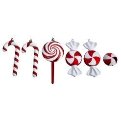 7 In. Shatterproof Assorted Candy Cane Holiday Christmas Deluxe Ornament (6-Pack)