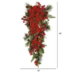 30 In. Tear Drop Artificial Poinsettia 7 30 In. Tear Drop Artificial Poinsettia -Christmas Gift Shop nearly natural christmas swag 4656 c3 1000