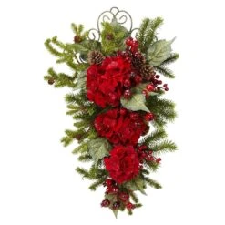 27in. H Red Christmas Hydrangea Teardrop