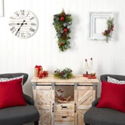 26 In. Unlit Artificial Holiday Christmas Greenery Ornament Artificial Swag -Christmas Gift Shop nearly natural christmas swag w1265 31 1000