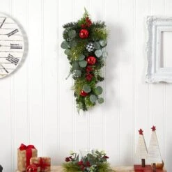 26 In. Unlit Artificial Holiday Christmas Greenery Ornament Artificial Swag -Christmas Gift Shop nearly natural christmas swag w1265 4f 1000