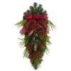 24 In. Unlit Artificial Holiday Christmas Pine Cones, Berry And Bells Swag -Christmas Gift Shop nearly natural christmas swag w1279 64 1000