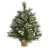 2 Ft. Battery Operated Pre-Lit Frosted Pine Artificial Christmas Tree With 35 Clear LED Lights, Pinecones, Burlap Base 1 2 Ft. Battery Operated Pre-Lit Frosted Pine Artificial Christmas Tree With 35 Clear LED Lights, Pinecones, Burlap Base -Christmas Gift Shop nearly natural christmas tabletop trees t1694 64 1000