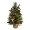 18 In. Battery Operated Pre-Lit Mixed Pine Artificial Christmas Tree, Holly Berries, Pinecones, 35 Clear LED Lights 1 18 In. Battery Operated Pre-Lit Mixed Pine Artificial Christmas Tree, Holly Berries, Pinecones, 35 Clear LED Lights -Christmas Gift Shop nearly natural christmas tabletop trees t1696 64 1000